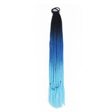 24'' BRAIDED PONYTAIL HAIR EXTENSION WITH ELASTIC RUBBER BANDS BLACK, BLUE, LIGHT BLUE SYNTHETIC BRAIDING HAIR