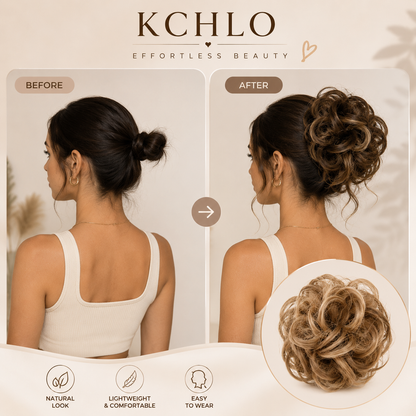 20CM SYNTHETIC HAIR BUN EXTENSIONS MESSY CURLY SCRUNCHIES