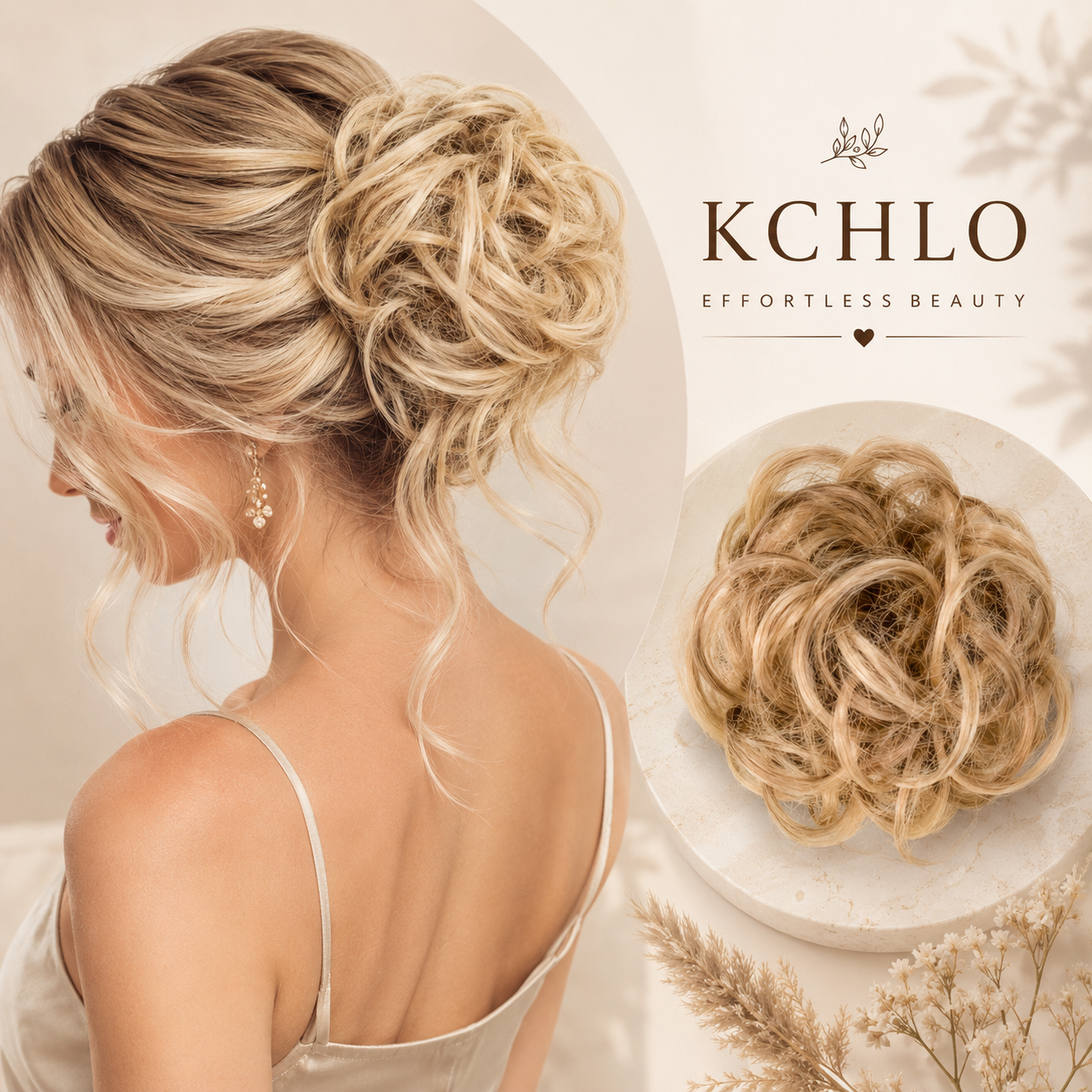 20CM SYNTHETIC HAIR BUN EXTENSIONS MESSY CURLY SCRUNCHIES
