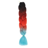 BROWN, CHESTNUT, ORANGE, LIGHT BLUE  FOUR TONE OMBRÉ BRAID HAIR EXTENSIONS 24