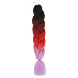 BLACK, BROWN, CANDY, LIGHT PURPLE FOUR TONE OMBRÉ BRAID HAIR EXTENSIONS 24"