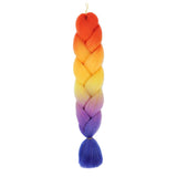 24'' FIVE TONE OMBRÉ JUMBO BRAID HAIR EXTENSIONS RED, AMBER, YELLOW, PURPLE, BLUE SYNTHETIC BRAIDING HAIR