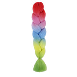 24'' FIVE TONE OMBRÉ JUMBO BRAID HAIR EXTENSIONS RED, LILAC, LIGHT BLUE, LIGHT GREEN, GREEN SYNTHETIC BRAIDING HAIR