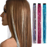 TRANSPARENT BLUE CLIP IN HAIR EXTENSIONS LONG SYNTHETIC COLORED HIGHLIGHTS