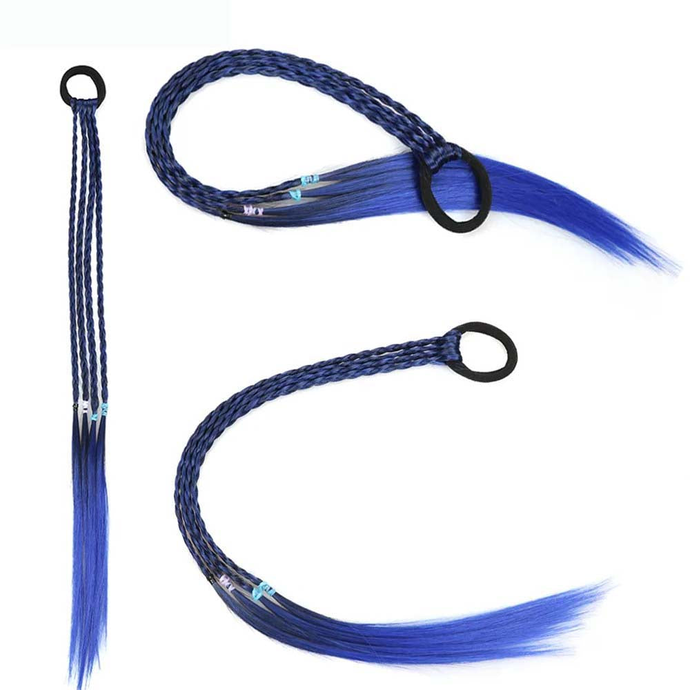 DARK BLUE &amp; BLUE 50CM CRAZY HAIR DAY COLORED BRAIDS HAIR EXTENSIONS