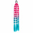 Hot pink and aqua 22-inch bubble braid hair extensions with a black hair tie, shown on a white background.