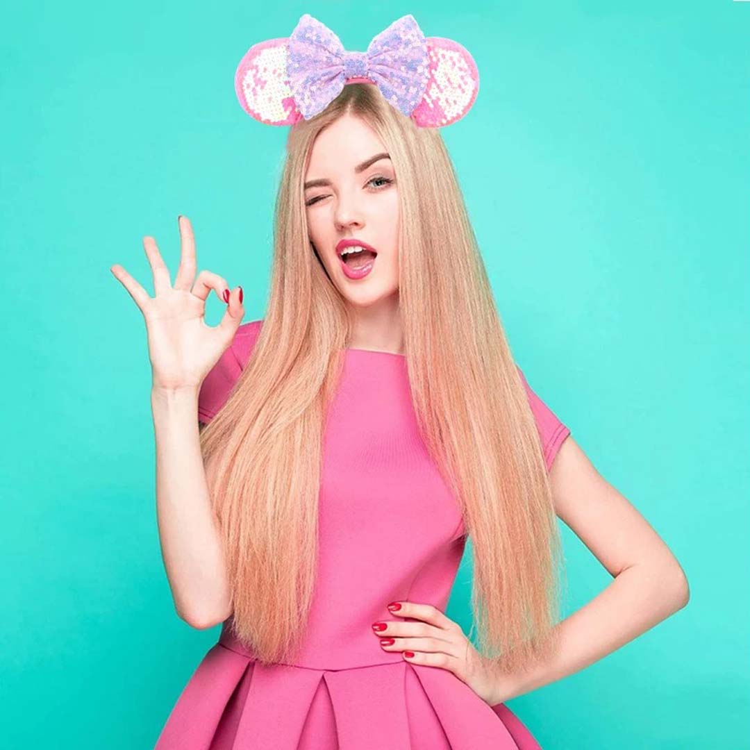 Sequin Ears Headband with Bow Kids Adults Costume, Party & Outfit Accessory