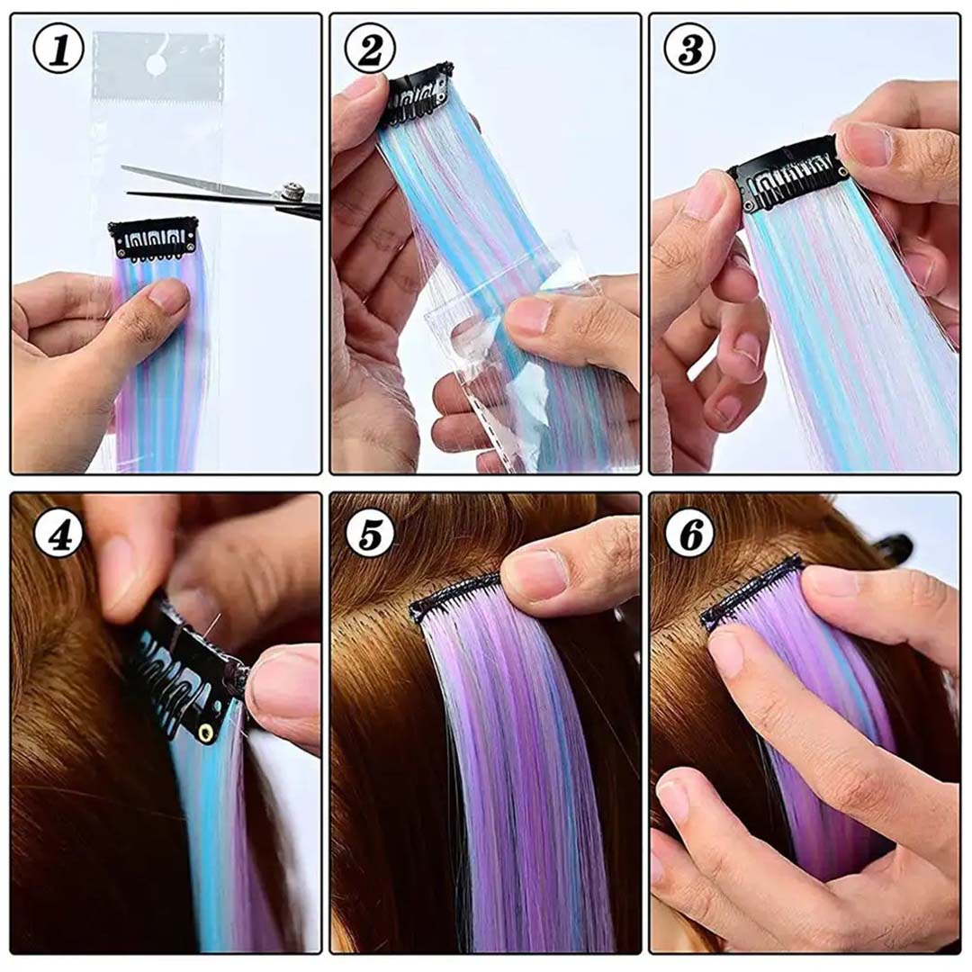 UNICORN CLIP-IN HAIR EXTENSION TWO-TONE STREAK HIGHLIGHT