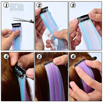 UNICORN CLIP-IN HAIR EXTENSION TWO-TONE STREAK HIGHLIGHT