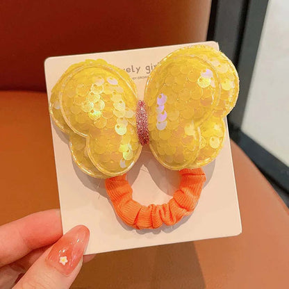 2PCS KIDS SEQUIN BUTTERFLY HAIR TIES COLOURFUL ELASTIC PONYTAIL HOLDERS FOR GIRLS