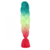 DELPHINE TURQUOISE, BRIGHT YELLOW, CANDY  THREE TONE OMBRÉ BRAID HAIR 24